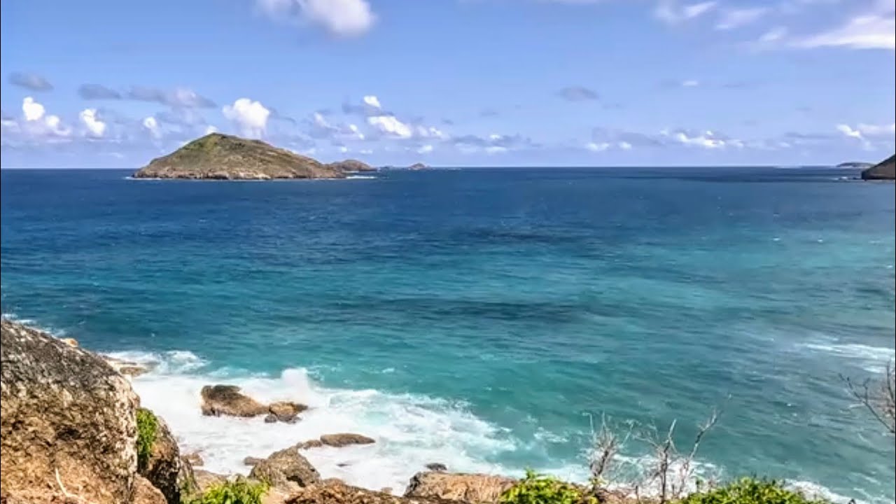 Beach with Waves Rolling, Natural Background With Sea Sounds, Relaxing  Sounds, St. Barth's