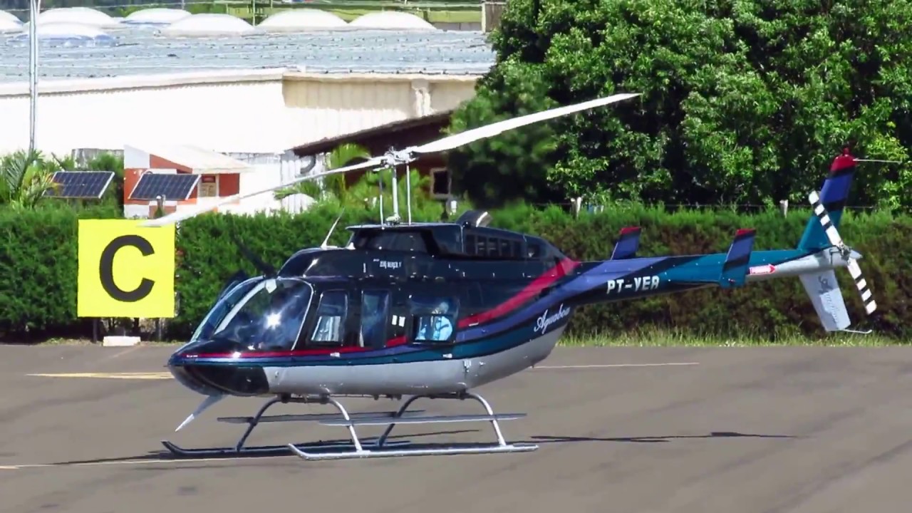 Startup,Taxi and Takeoff Bell 206L LongRanger - Aeroclube de Bauru(SBBU)