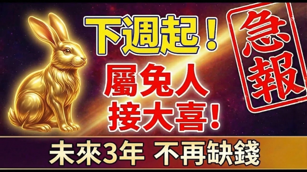 急報！屬兔的人下週起將有一件「天大的喜事」降臨，接住這份福氣，未來3年不愁錢！#生肖兔2026運勢 #2026屬兔運勢 #生肖兔財運 #轉運 #發財 #生肖兔八字 #偏財運 #貴人運 #賺錢 #生肖兔