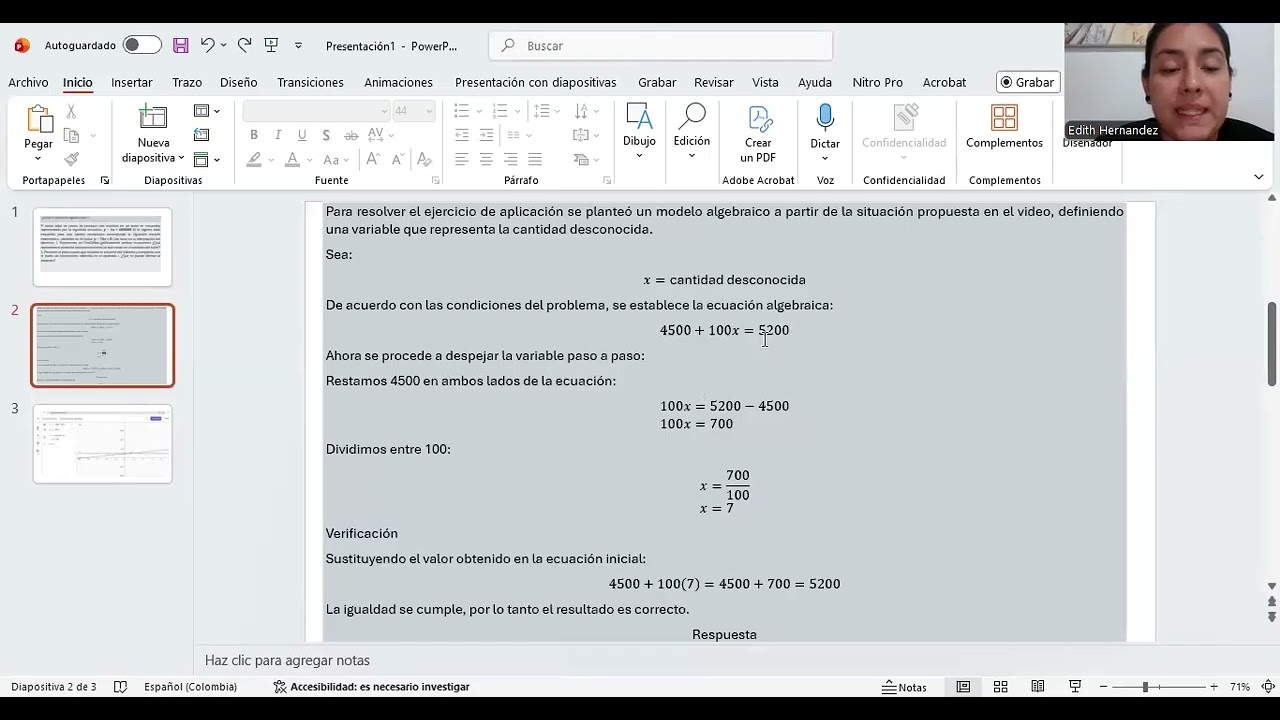Ejercicio de aplicación Álgebra (video)