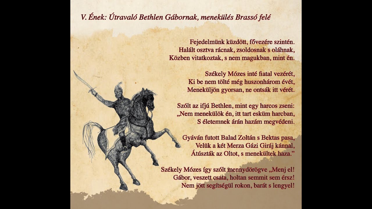 Nyolcágú csillag, Székely Mózes és a brassói csata - 5. Ének: Útravaló Bethlen Gábornak, menekülés..