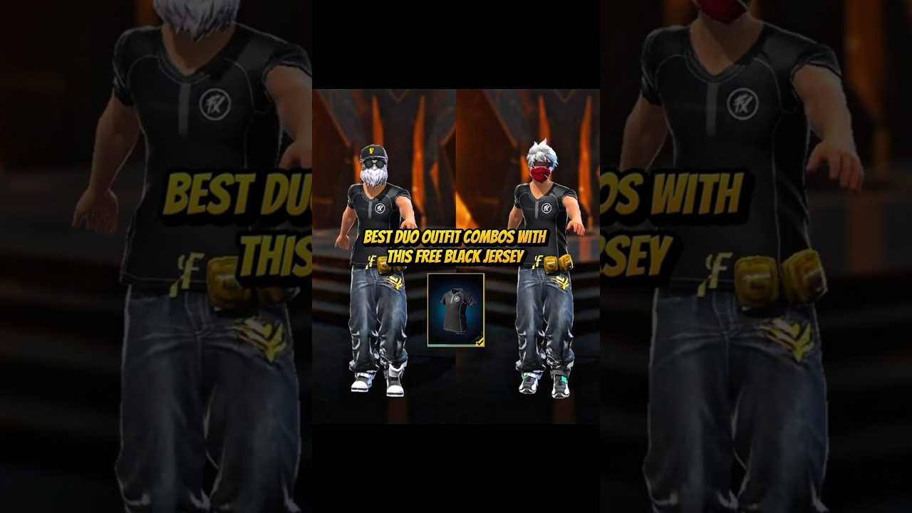 BEST DUO 🔥 OUTFIT COMBOS 👑 WITH BLACK JERSEY 🔥 FREE FIRE 🔥