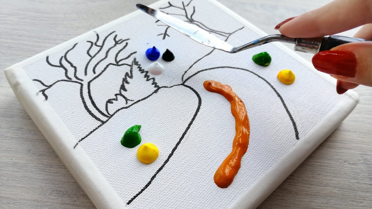 Autumn Acrylic Painting 🍂 | Acrylic painting for beginners | Asmr #25