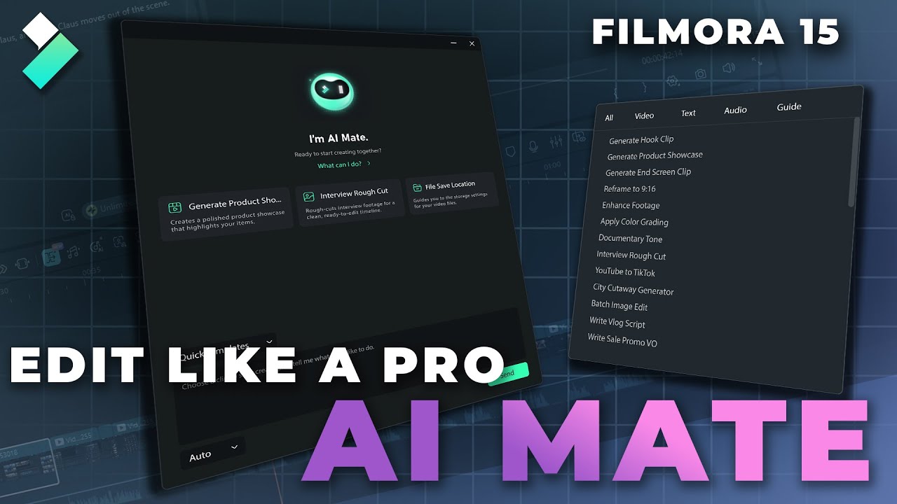 AI Mate Smart Editing CO Pilot- Filmora 15 #filmora15