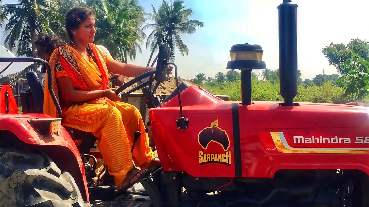 Mahindra 585 DI Sarpanch tractor | Village Girl Driving Tractor Trailer - JCB Machine in India