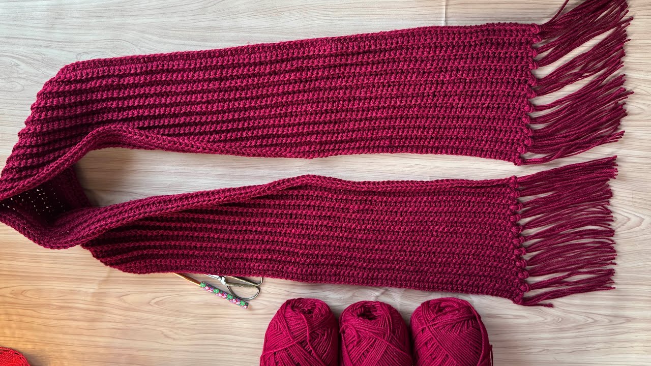 How to Crochet Mikasa Scarf 🧣 crochet scarf tutorial for beginners. #crochetscarf 