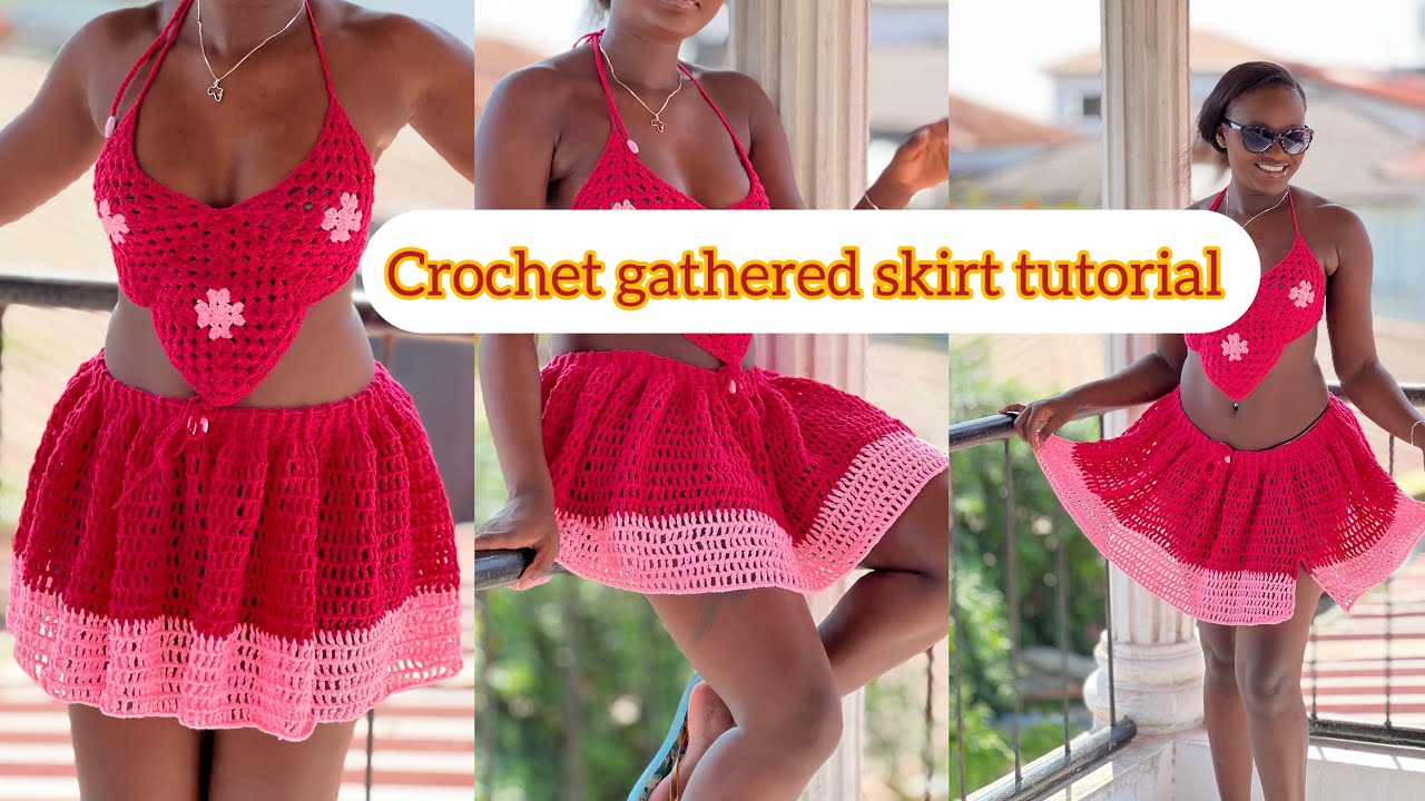 How to crochet a gathered mesh skirt/crochet skirt tutorial#crochet#crochettutorial