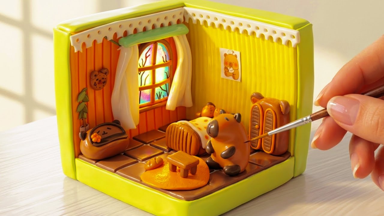 🦫 Kids will love this capybara house /🏡 how to make a capybara house from mimiature clay