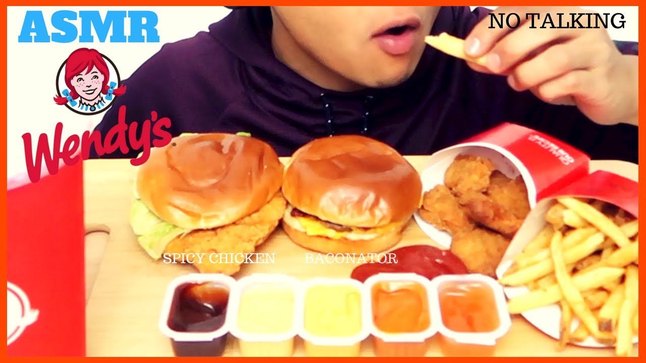 ASMR | WENDY'S BACONATOR & CRISPY CHICKEN MUKBANG | INTENSE SATISFYING EATING SOUNDS 먹방  NO TALKING
