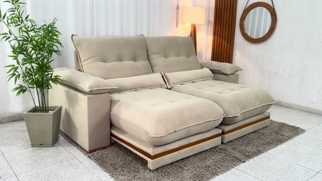 Sofá Retrátil Reclinável Ibis 2.30m ou 2.50m Veludo - D33 e Molas Ensacadas