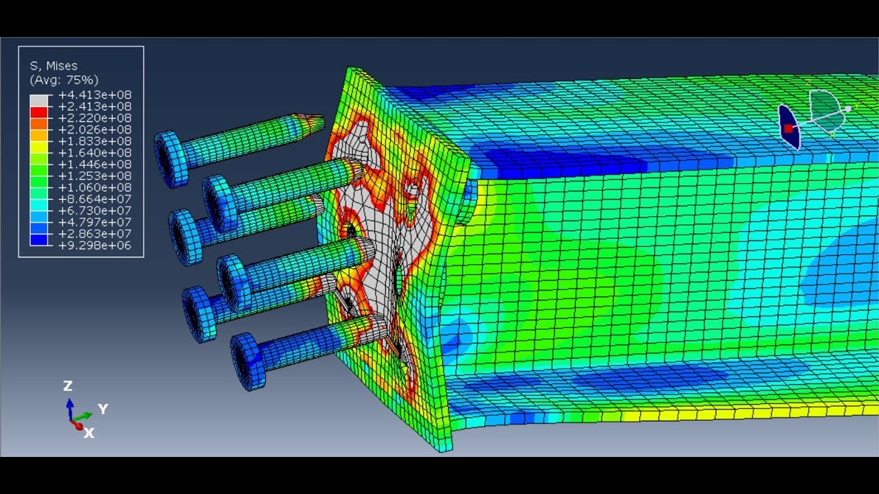 Simulation and modeling of steel beam-to-CFST column connection with bolt in Abaqus