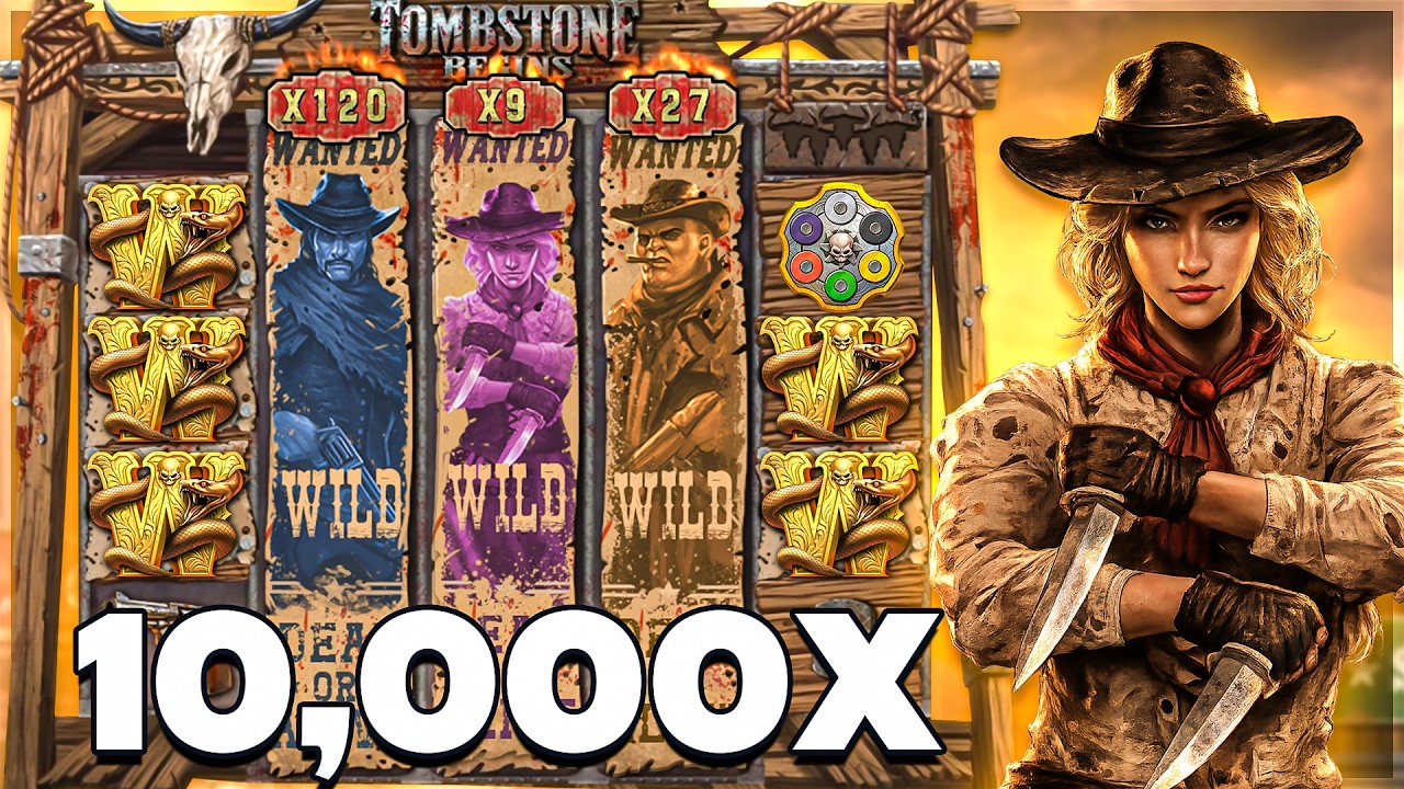 Выиграйте дважды в 10 000 раз на игровом автомате TOMBSTONE!!