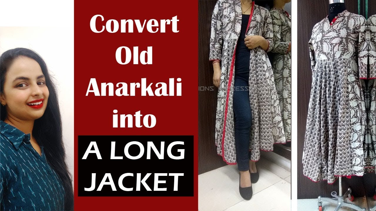 Easy way to convert old Anarkali into a Long Shrug/Jacket
