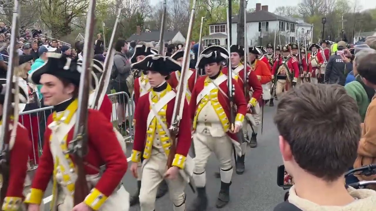 250th Lexington. Redcoats marching to Concorde.