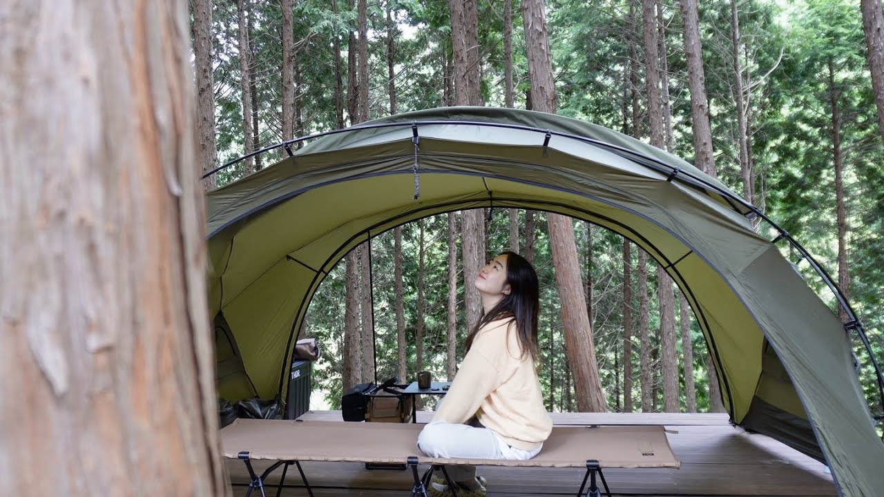 아늑한 편백나무 숲 속 나만의 집🌲 │ 솔로캠핑 │ 캠핑 브이로그 │ 혼술캠핑 │ 사천 케이블카 자연휴양림 │ 남해 캠핑장