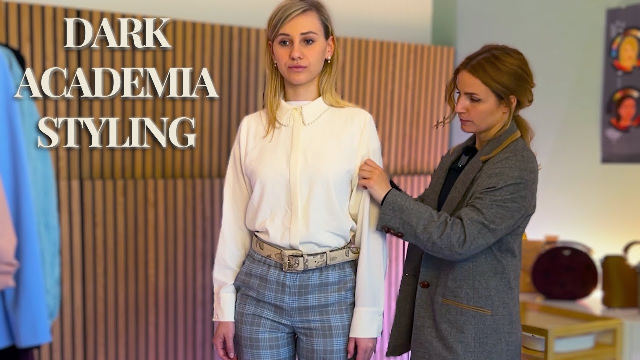 ASMR Perfekcjonistyczne ubrania STYLIZACJA w kolorowej DARK ACADEMIA | dopasowanie ubrań, prawdzi...