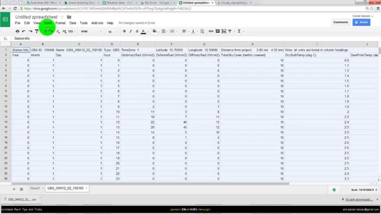 Autodesk Revit DA - Getting Weather data about Radiation levels for Daylight simulations