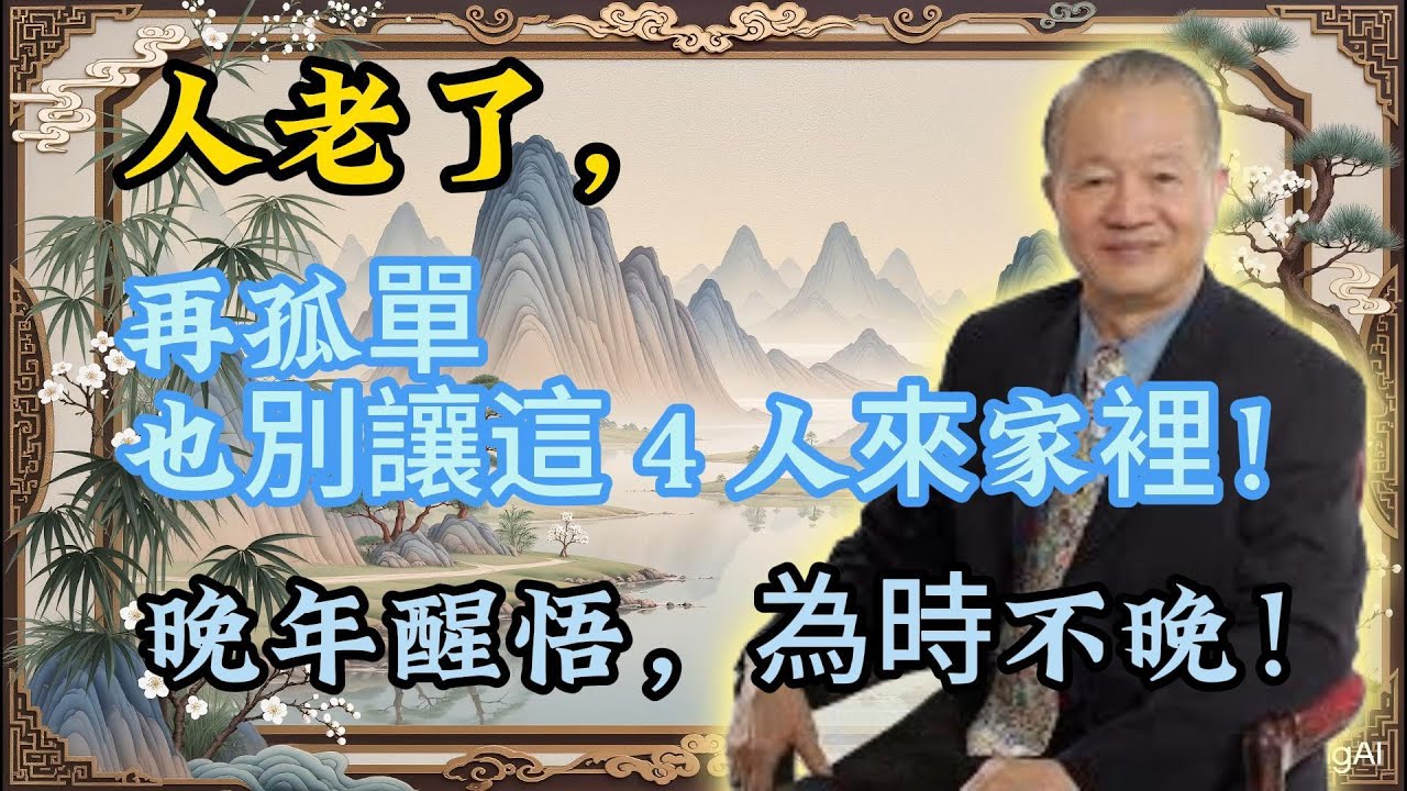 曾仕强：晚年忠告！人老了以後，再孤單也別請這 4 人來家裡，不是不近人情！