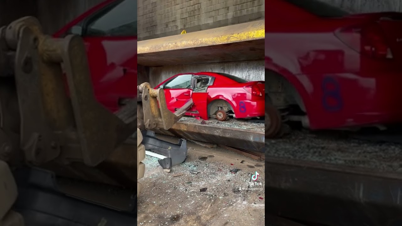 A flying Saturn Ion goes into the car crushed and gets crinkled at Auto Parts City- apcity.com