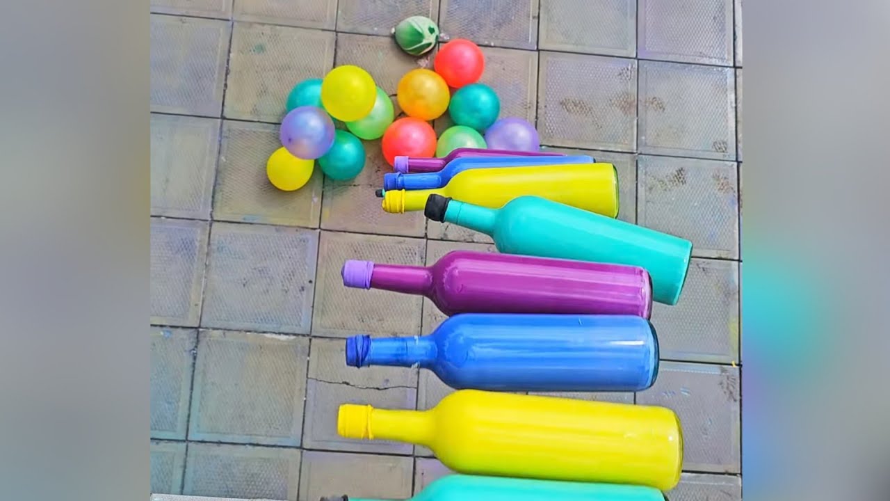 🎈Breaking Glass Bottles and Balloon drops - Crushing Crunchy & Soft Things🔥🍾💥