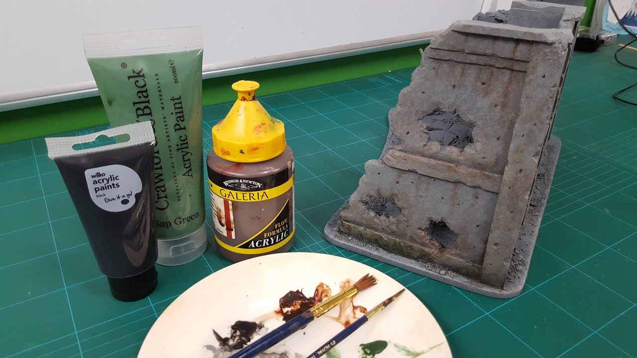 Foamboard Buildings & Ruins - Weathering with Washes