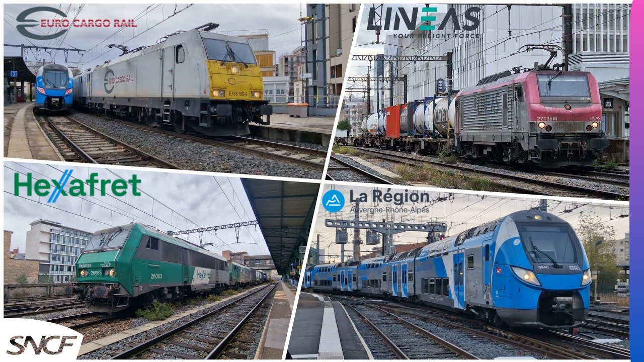 [ 4K|FHD ] Spotting en gare de Lyon Perrache  - compilation de Fret+++