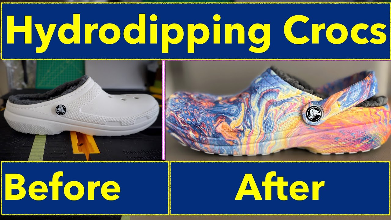 Making CUSTOM CROCS by Hydro Dipping them in hydrographic film. No spray paint 🚫