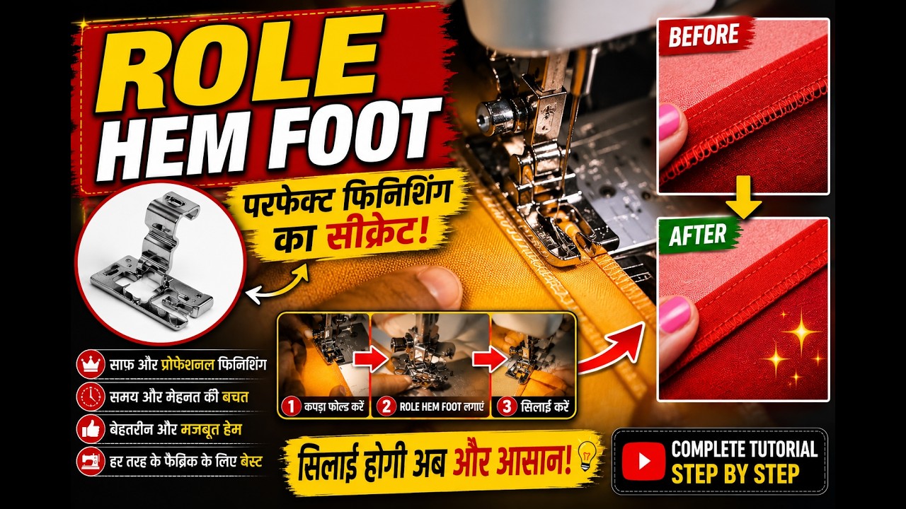 Round hem foot use #RoundHemFoot #SewingTips #TailoringTips #Stitching #SewingMachine #DIYStitching