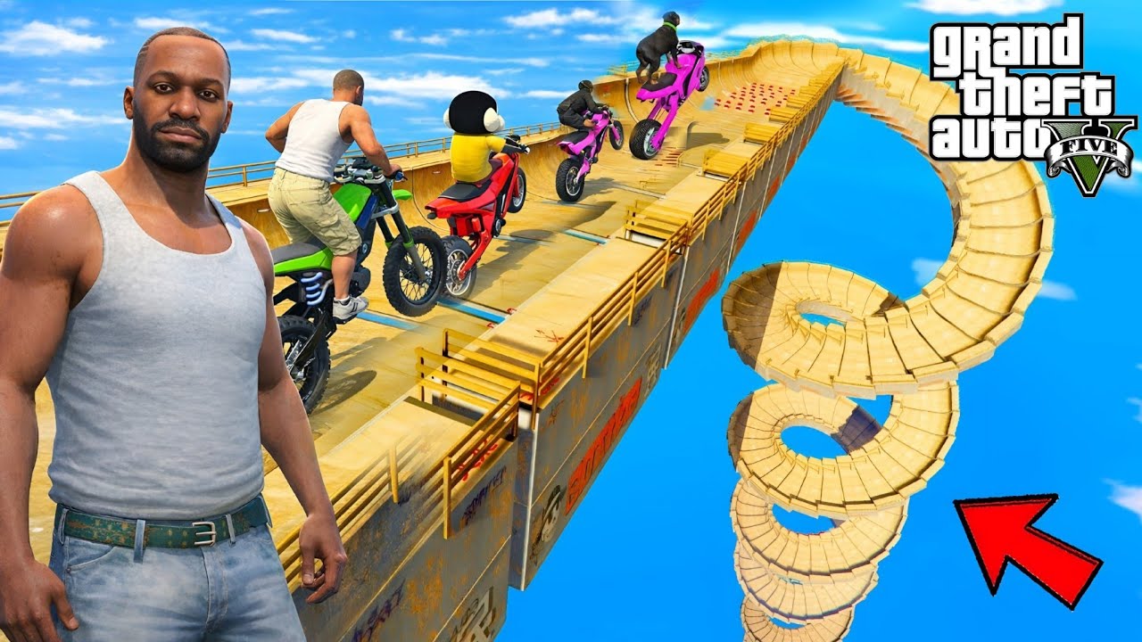 Franklin Tries Impossible Ramp Parkour Challenge in GTA 5 !