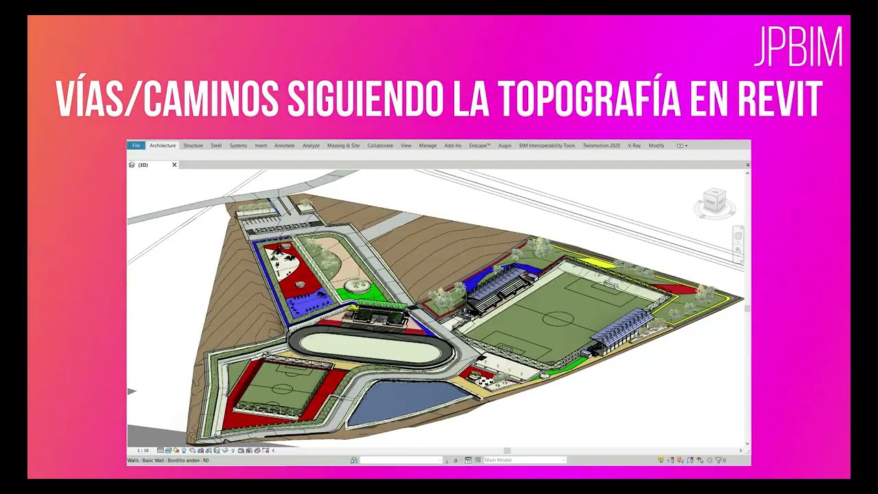 Crear vías/caminos siguiendo la topografía en Revit (Regiones y Building Pads)