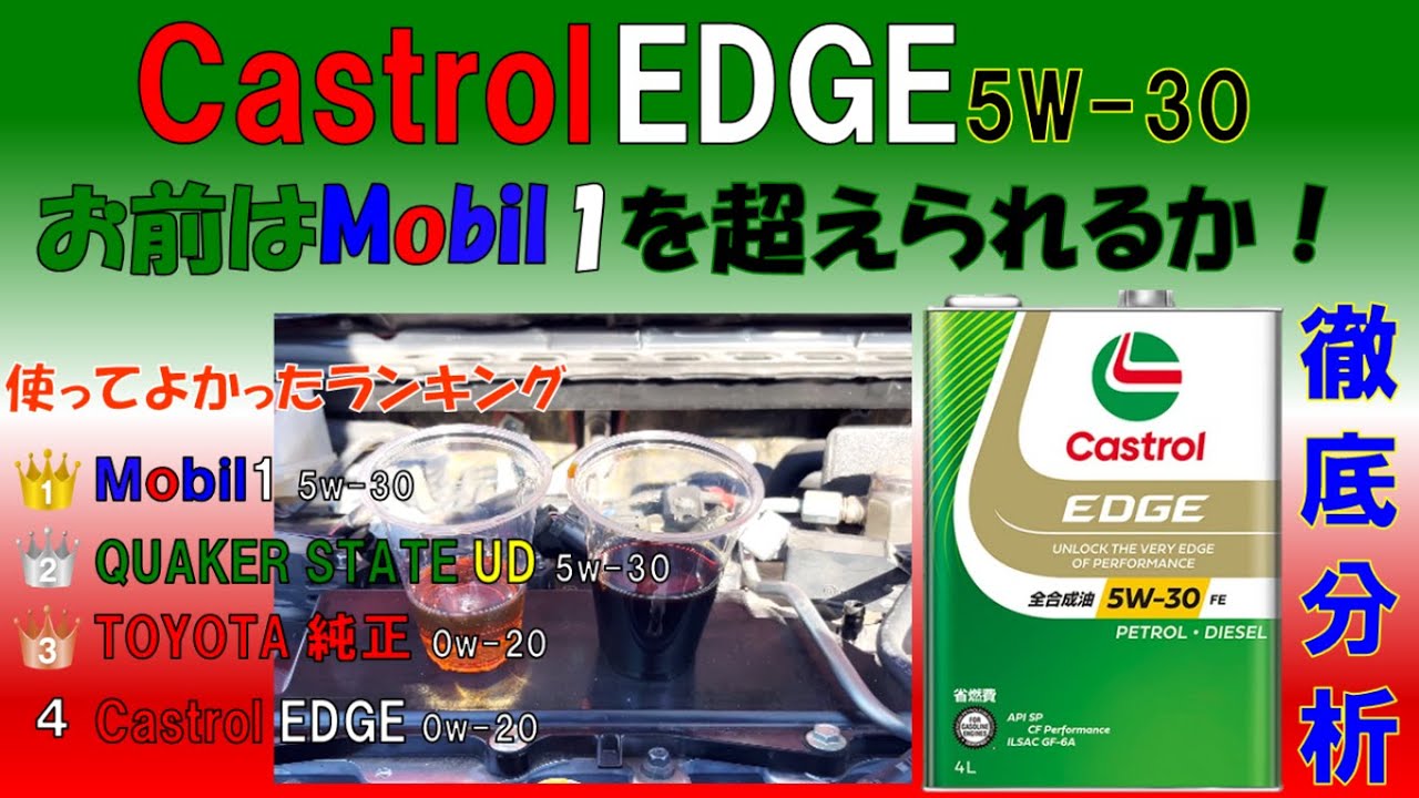 【#１カストロールエッジ5w-30エンジンオイル】エンジンオイル・モービル１を超えられるか徹底分析、測定していきます。