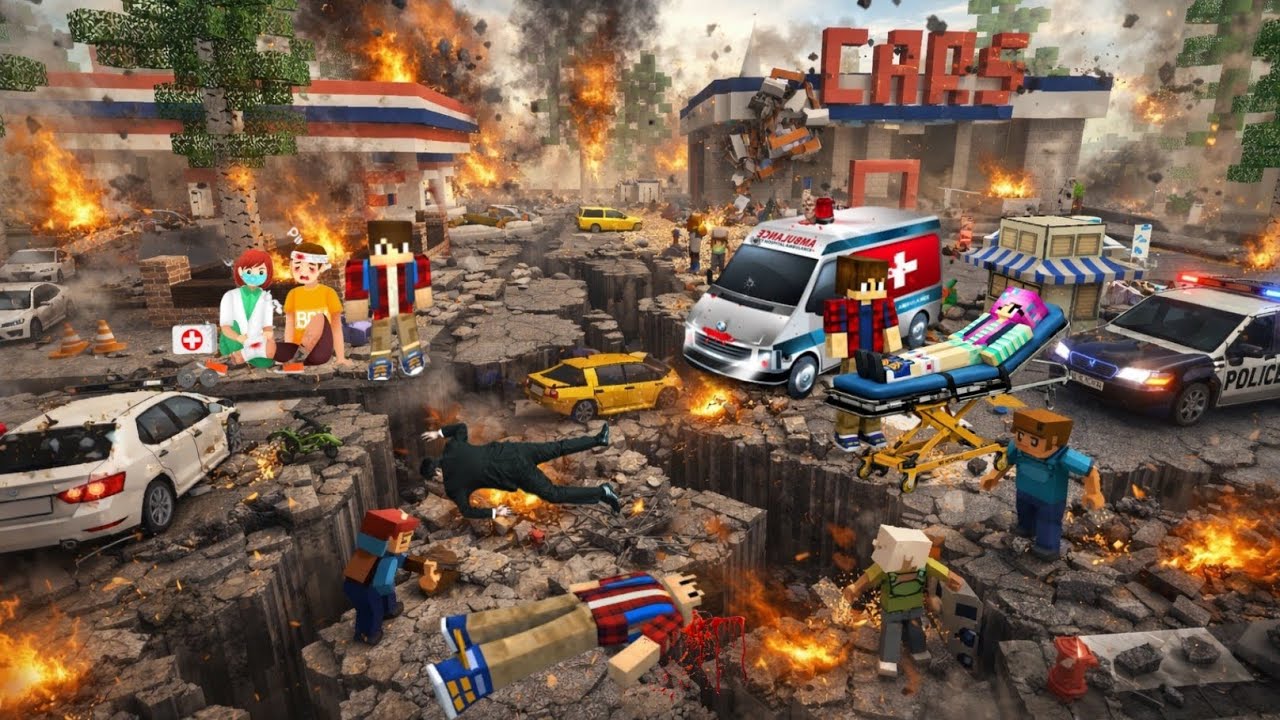 Earthquake destroys city 🚨 Emergency Rescue Mission  PartyCraft 