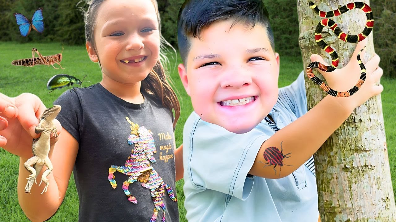 BUG HUNT ADVENTURE for Kids!! Caleb Finds Snakes, Worms & LIZARDS with Friends!