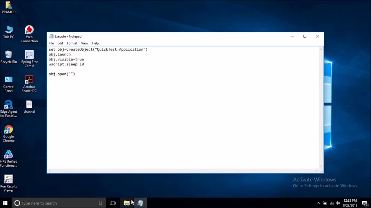 UFT Automation Object Model AOM