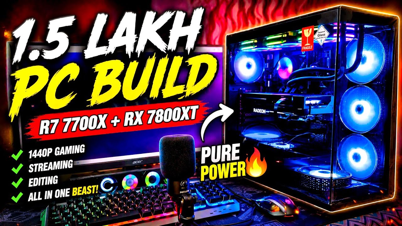 🔥1.5 Lakh Gaming PC Build 2025 – RX 7800 XT + Ryzen 7 7700X Beast!🔥