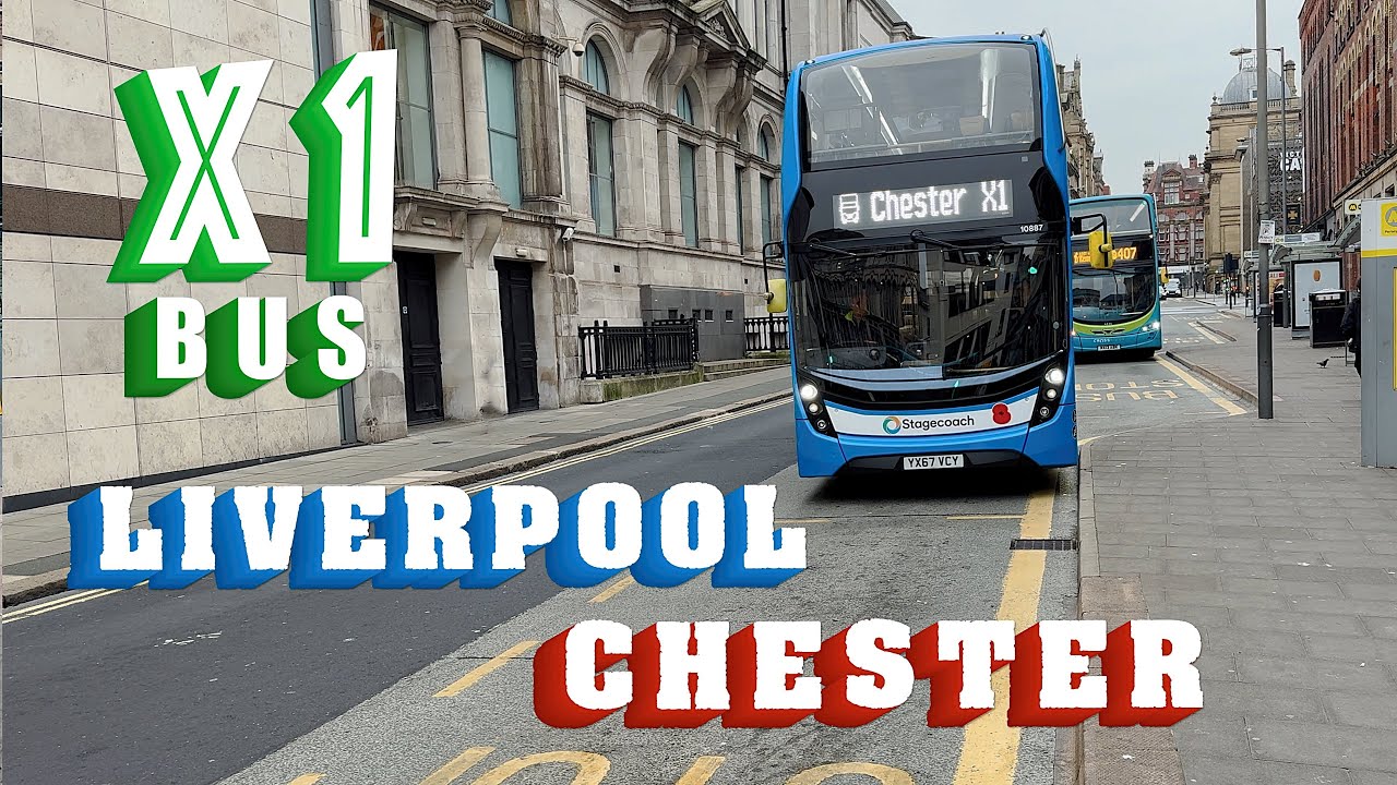Liverpool. Bus Ride 🇬🇧🚌 - Route 1 (X1) - Full bus journey from Liverpool to Chester  🧭🎥
