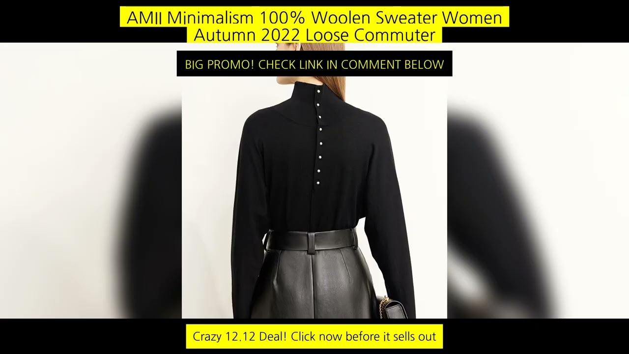 Amii Minimalism 100% Woolen Sweater Women Autumn 2022 Loose Commuter Batwing