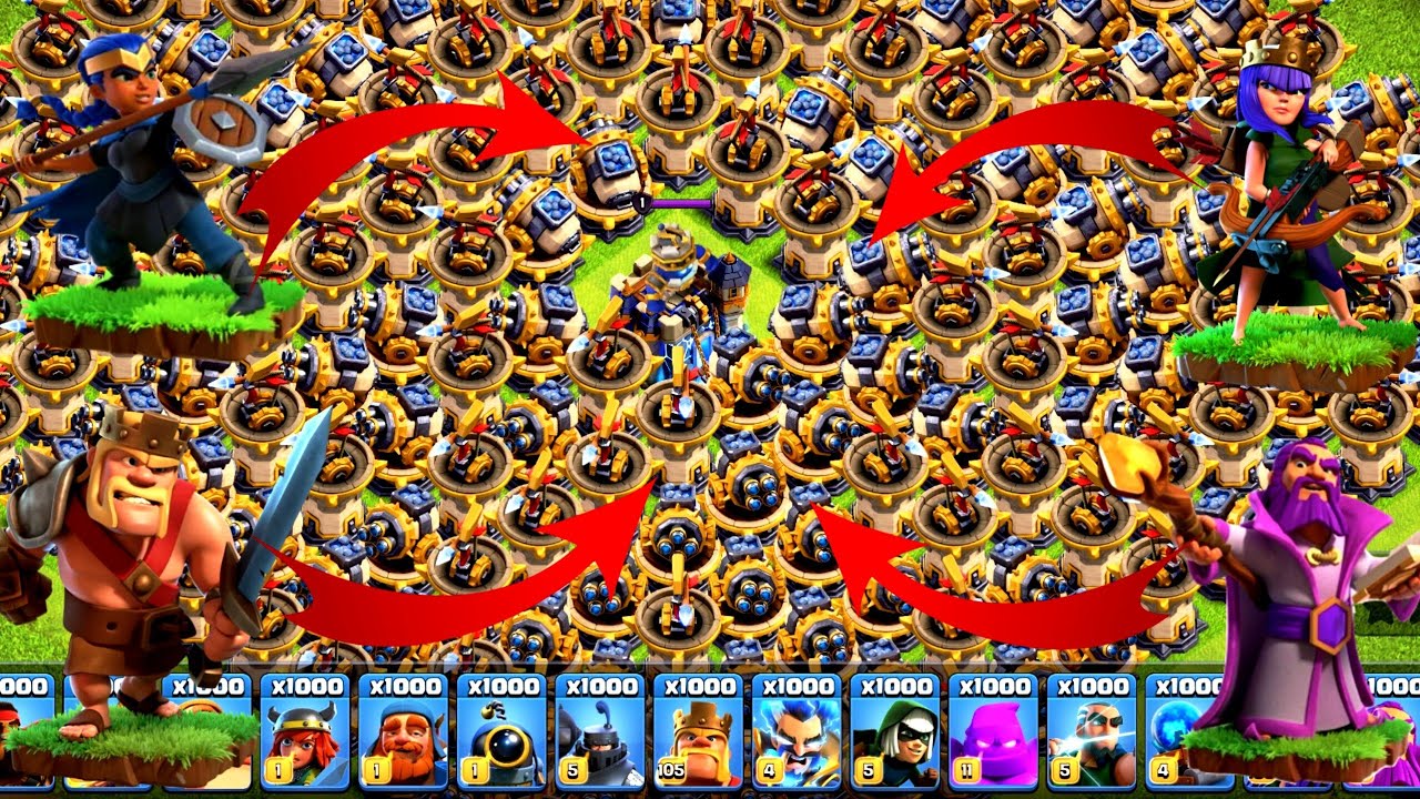 196x Multi Merged Cannon Archer Tower || Clash of clans 