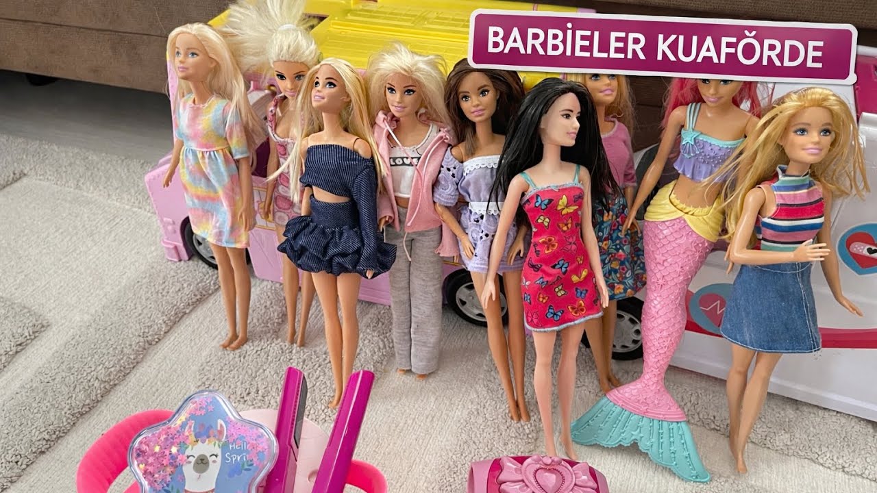 BARBİELER KUAFÖRE GİTTİ ARKADAŞLAR BÜTÜN BARBİELERİ DÖKTÜM SİZİN İÇİN #keşfet #video #barbie 