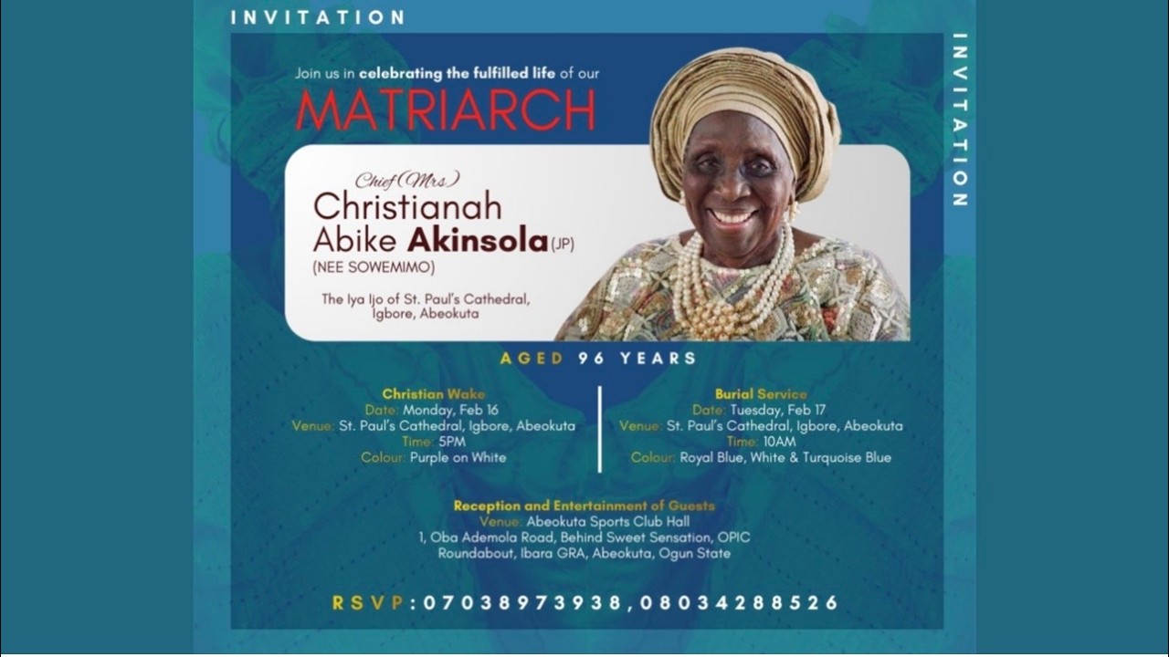 Wake Keep Ceremony of Chief Mrs Christiana Abike Akinsola