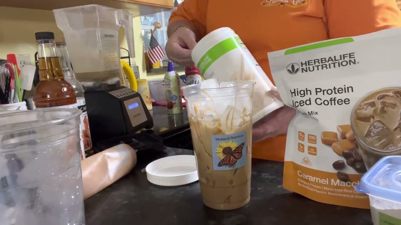 How to make Herbalife Iced Coffee - Caramel Macchiato Protein Iced Coffee
