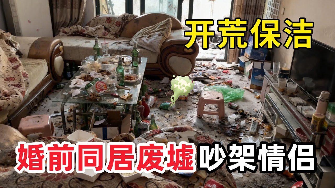 清潔髒亂“情侶同居廢墟房”婚前同居翻車男友直接擺爛只喝酒！滿地酒瓶垃圾成堆屋子臭到無法下腳！清潔小哥無奈：我清的是房子，不是愛情！【家簡生活】