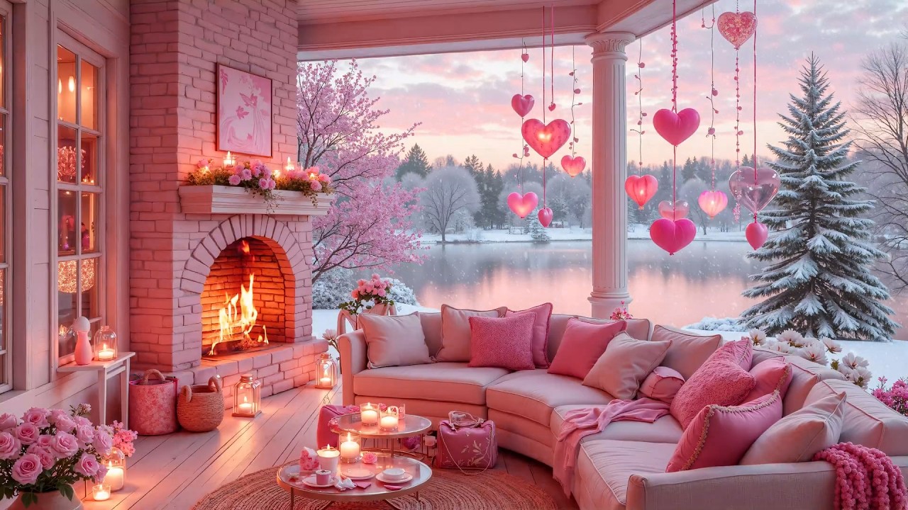 Cozy Valentine’s Day Fireplace Music 💖 Relaxing Piano & Romantic Ambience 🌹 Happy Valentine’s Day