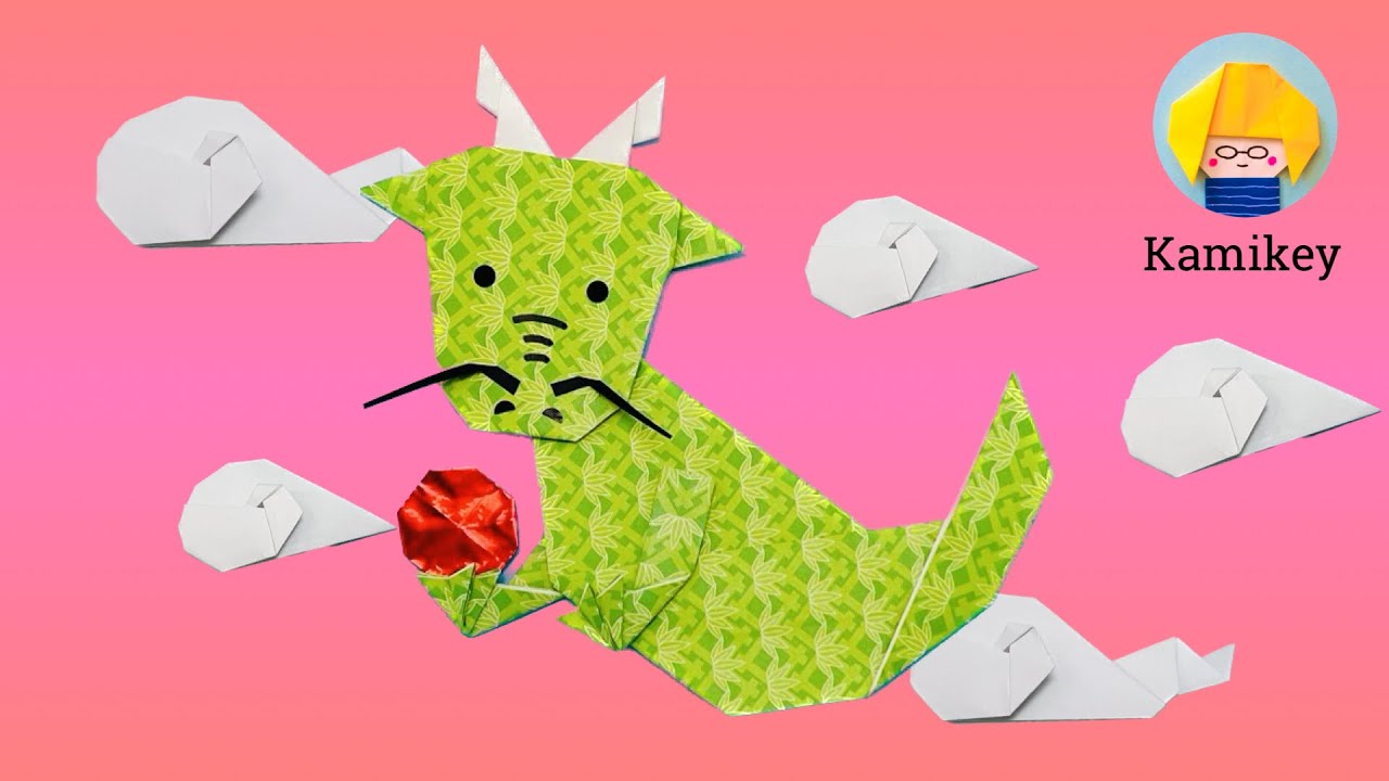 【折り紙】たつ（平面）Origami Dragon（カミキィ Kamikey)