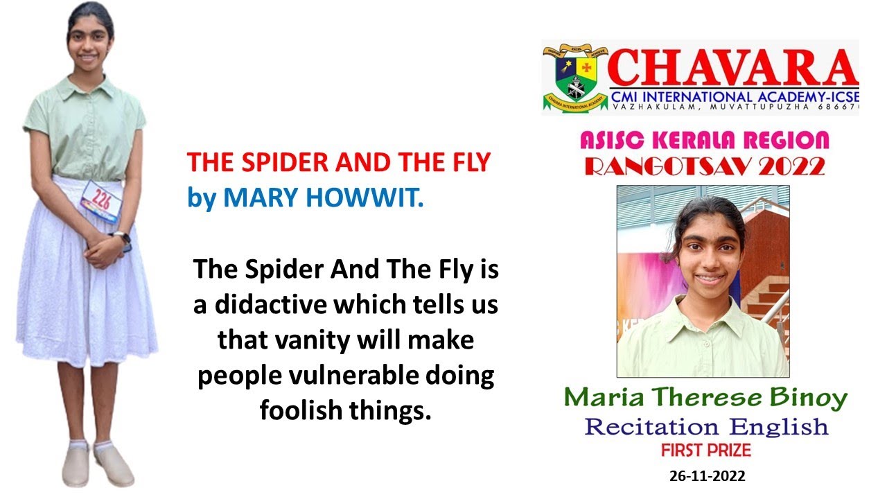 English Recitation, THE SPIDER AND THE FLY by MARY HOWWIT, recited by Maria Therese Binoy, Class 8
