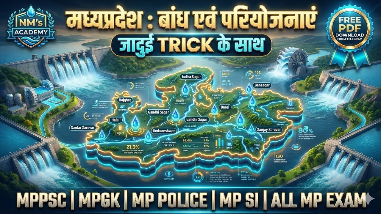 मध्यप्रदेश के सभी बांध एवं परियोजनाएं 🔥 जादुई TRICK के साथ| MP Dams & Projects Complete Mapl MP EXAM