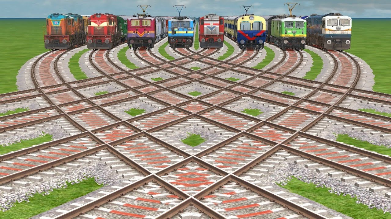 8 Trains Crossing On Bumpy ▪️ Forked Railroad Tracks | All locomotives of indian railways