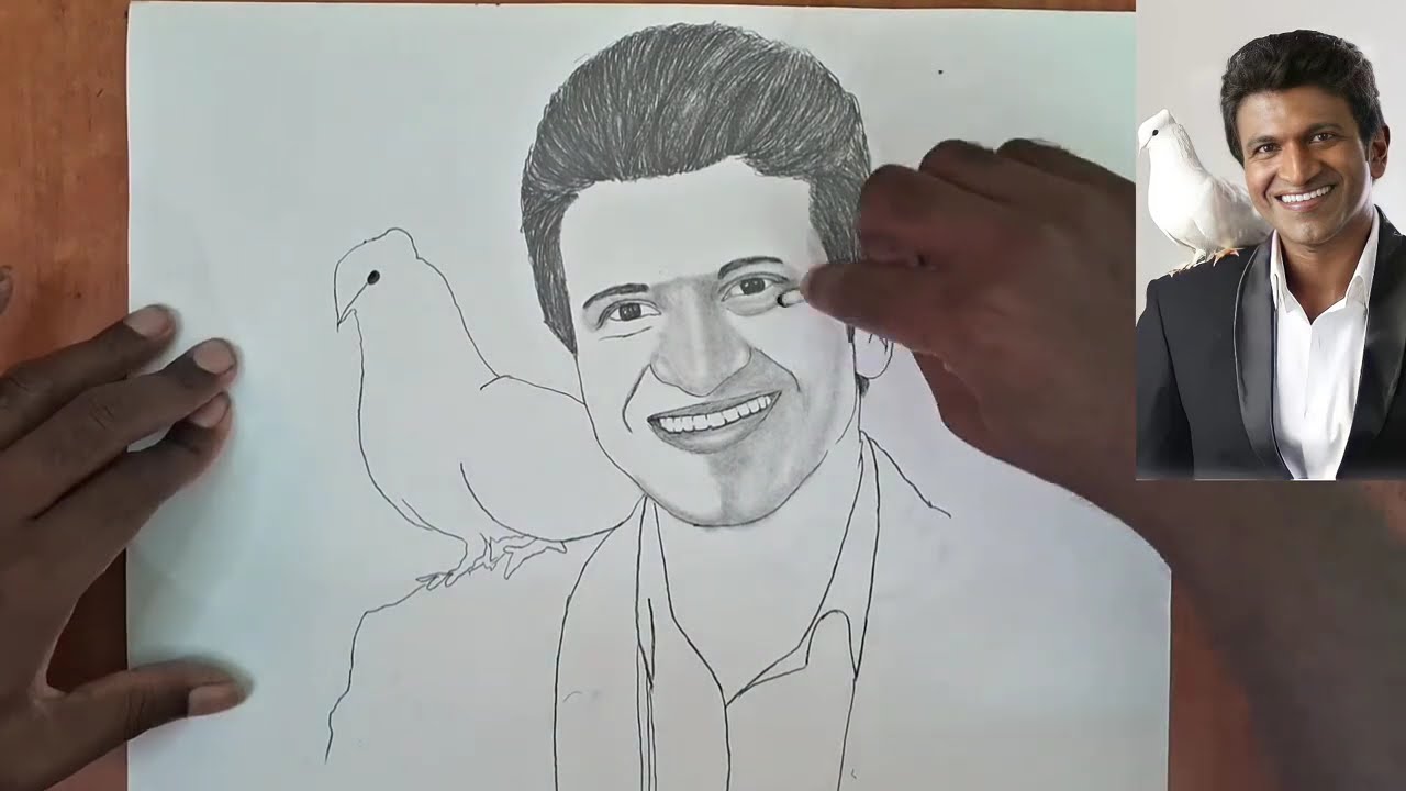 Puneet Rajkumar drawing | How to draw Puneeth Rajkumar easy pencil drawing #puneethrajkumarsamadhi
