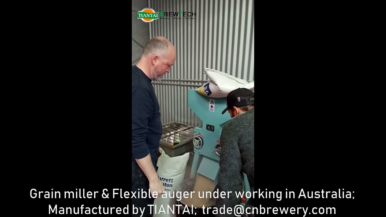 Flexible auger and Grain miller under working in craft brewery in australia
