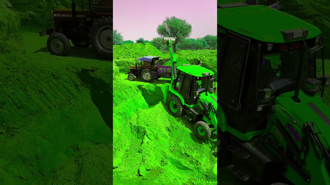 Jcb 3dx and massy tractor loading soil #jcb #jcb3dx #ytshorts #shorts